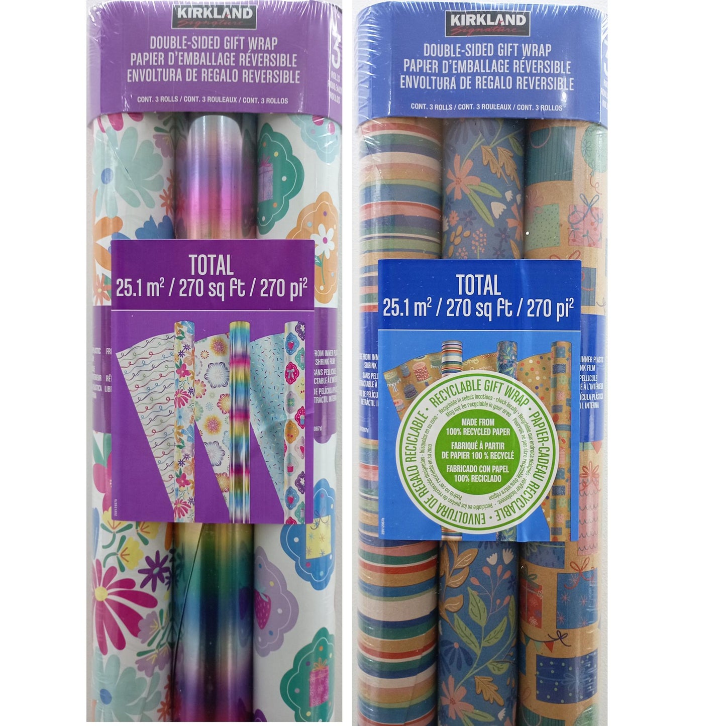 Kirkland Signature Everyday Gift Wrap, 270 sq. ft., 3-Pack