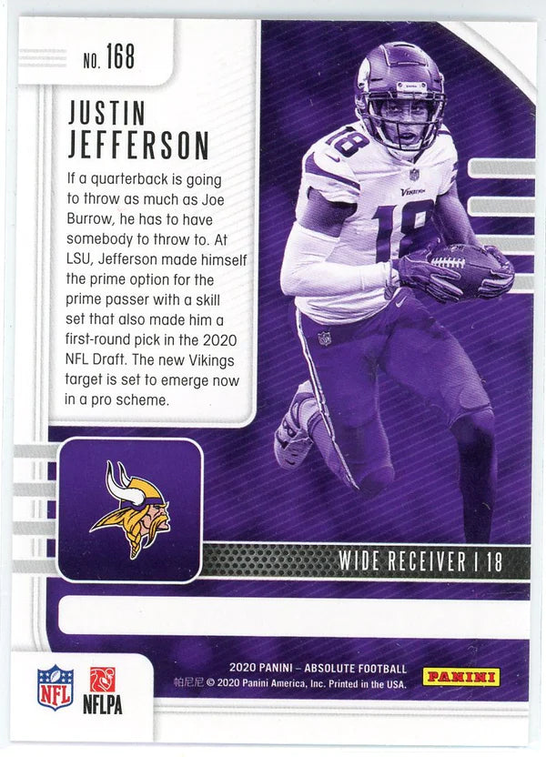 2020 Panini Absolute Silver Justin Jefferson Rookie #168