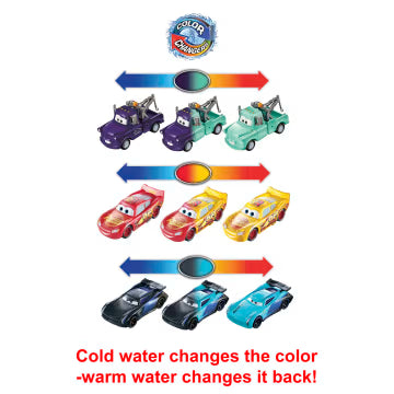 Disney Pixar Cars Color Changers Lightning Mcqueen, Mater & Jackson Storm - 3 Pack