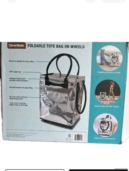 CleverMade Foldable Tote Bag on Wheels - Choose Your