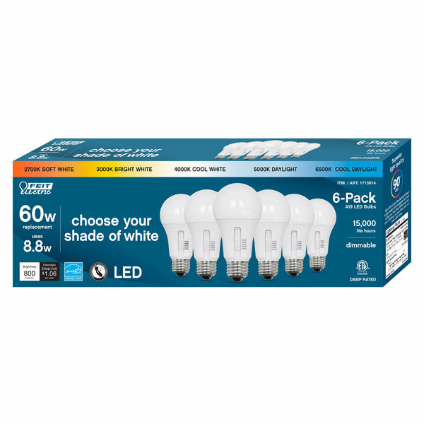 Feit Electric 60W Replacement Dimmable Soft White LED Bulbs, 6-Pack - photo 2