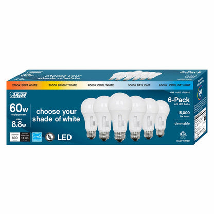 Feit Electric 60W Replacement Dimmable Soft White LED Bulbs, 6-Pack - photo 2