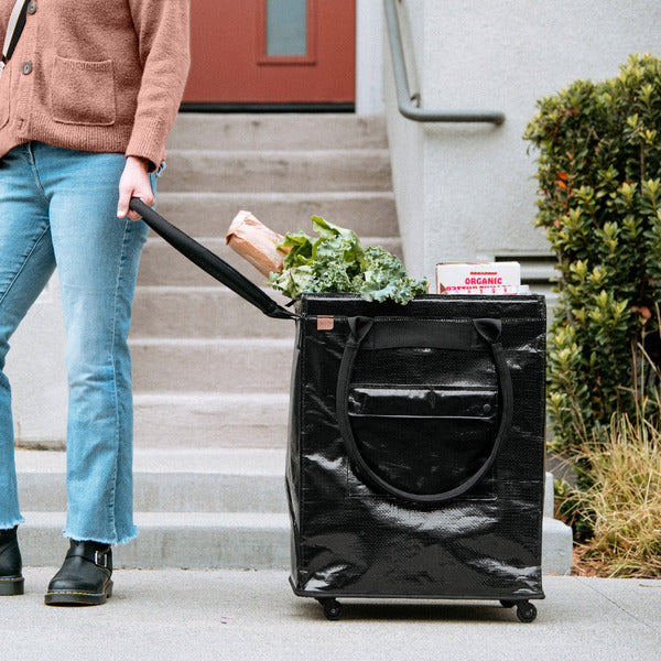 CleverMade Foldable Tote Bag on Wheels / Laundry Hauler - 90L