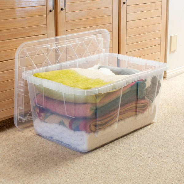 GreenMade 27 Gallon Clear Storage Bins - 8 Pack - Gray Lid