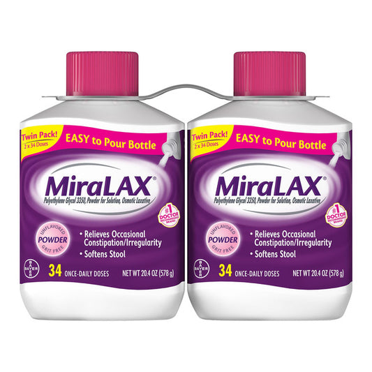 MiraLAX Powder Laxative, 68 Doses (2 x 34 Doses) - photo 1