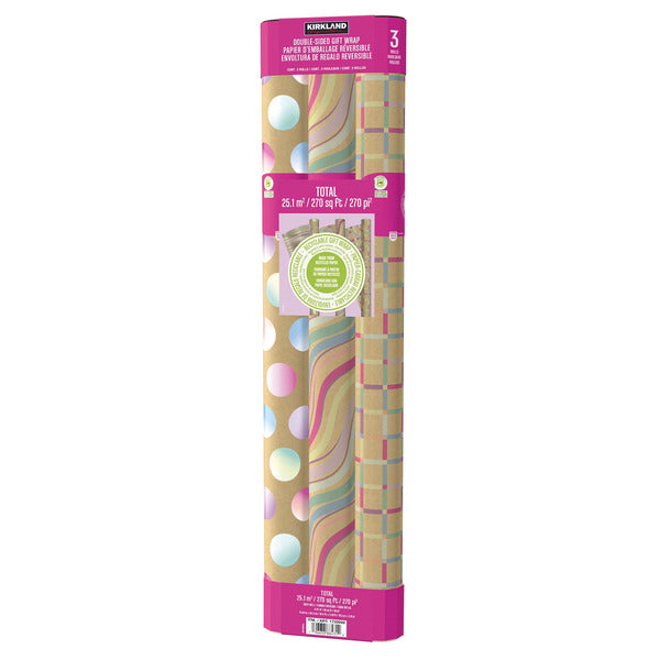 Kirkland Signature Everyday Gift Wrap, 270 sq. ft., 3-Pack - Assorted Style