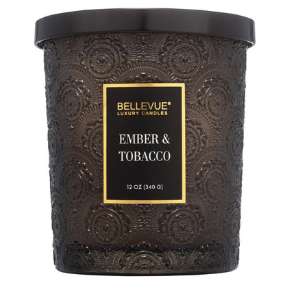 Bellevue Embossed Glass 12 oz. Candle, 4-pack