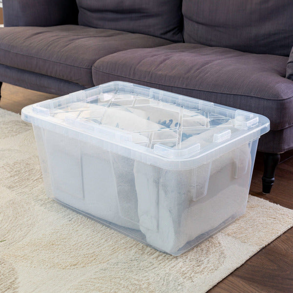 GreenMade 27 Gallon Clear Storage Bins - 8 Pack - Gray Lid