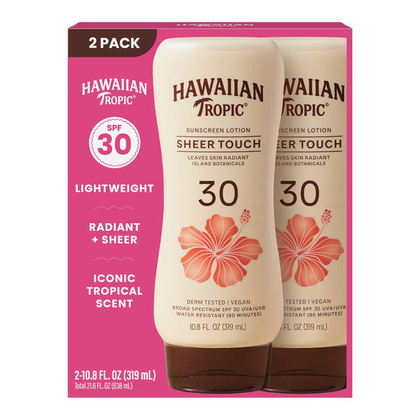Hawaiian Tropic Sheer Touch Lotion Sunscreen SPF 30, 10.8 fl oz, 2-Pack - photo 1