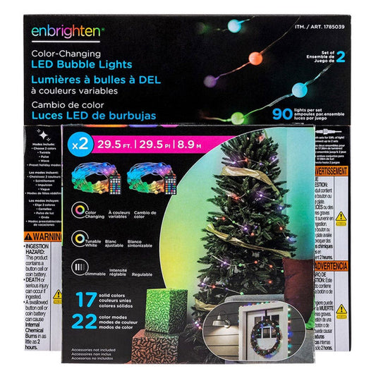 Enbrighten Color-Changing Bubble Lights- 2 Strings, 90 lights Per String