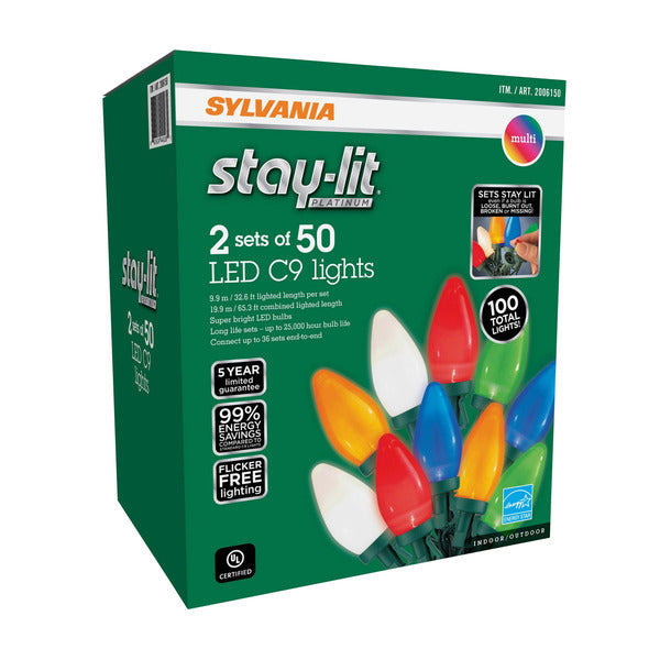 Sylvania Stay-Lit C9 LED Light Set, Multicolor, 2-Pack - photo 1
