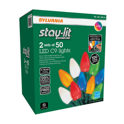 Sylvania Stay-Lit C9 LED Light Set, Multicolor, 2-Pack - photo 1