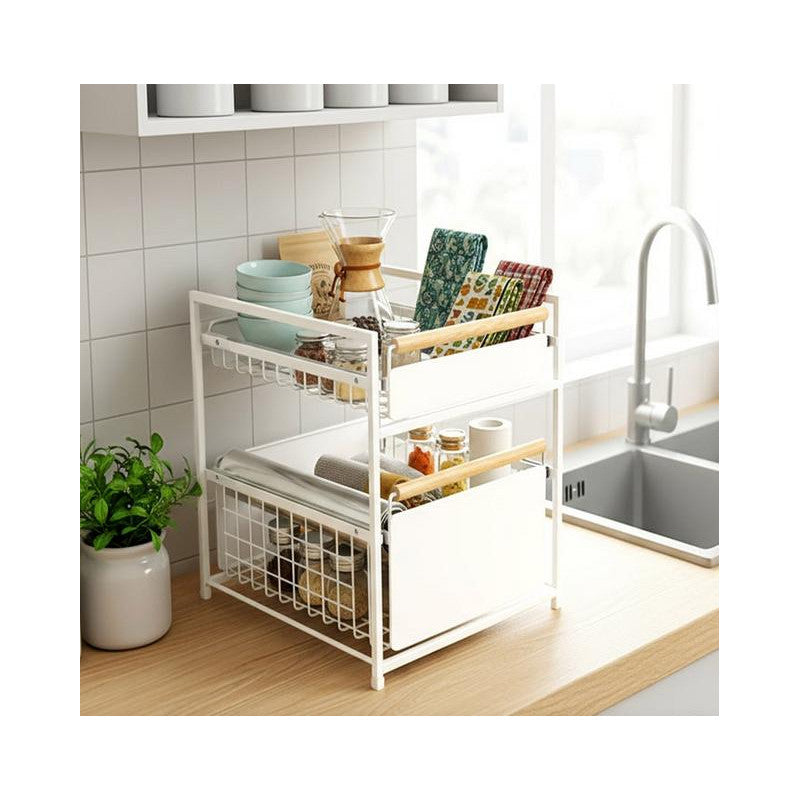 Mesa 2-Tier Organizer with Sliding Drawers - White