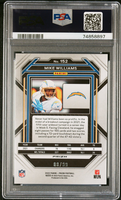 2022 PANINI Prizm Blue Ice Prizm Mike WIlliams #152 PSA 10 Gem Mint