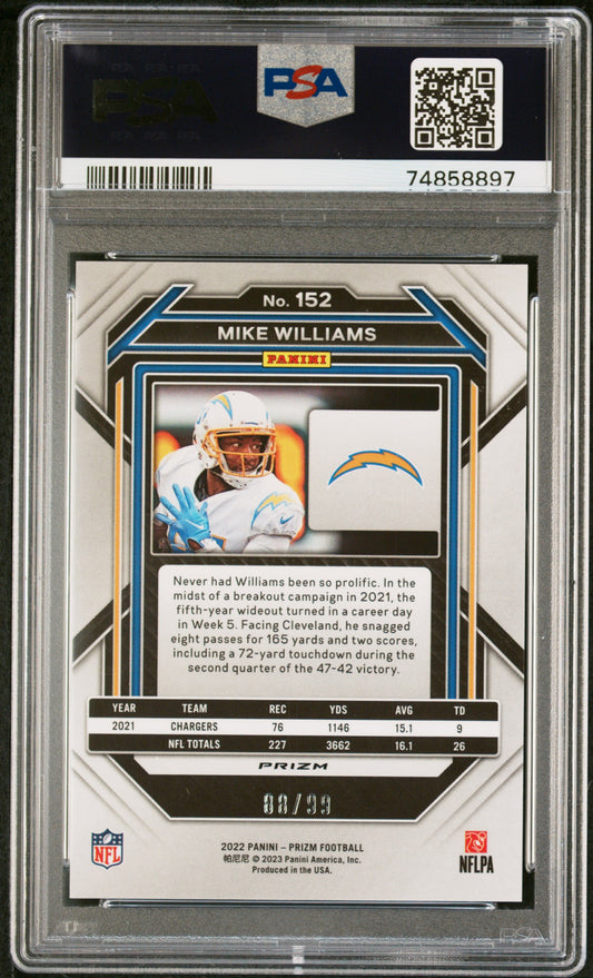 2022 PANINI Prizm Blue Ice Prizm Mike WIlliams #152 PSA 10 Gem Mint