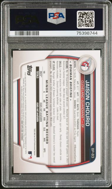 2023 Bowman Jaison Chourio #BP-83 Green Paper Parallel 189/399 Guardians Prospect