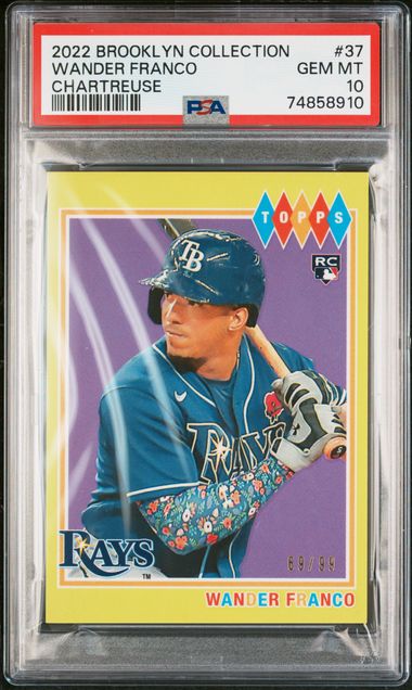 2022 Topps Brooklyn Collection #37 Wander Franco Chartreuse RC /99 PSA 10