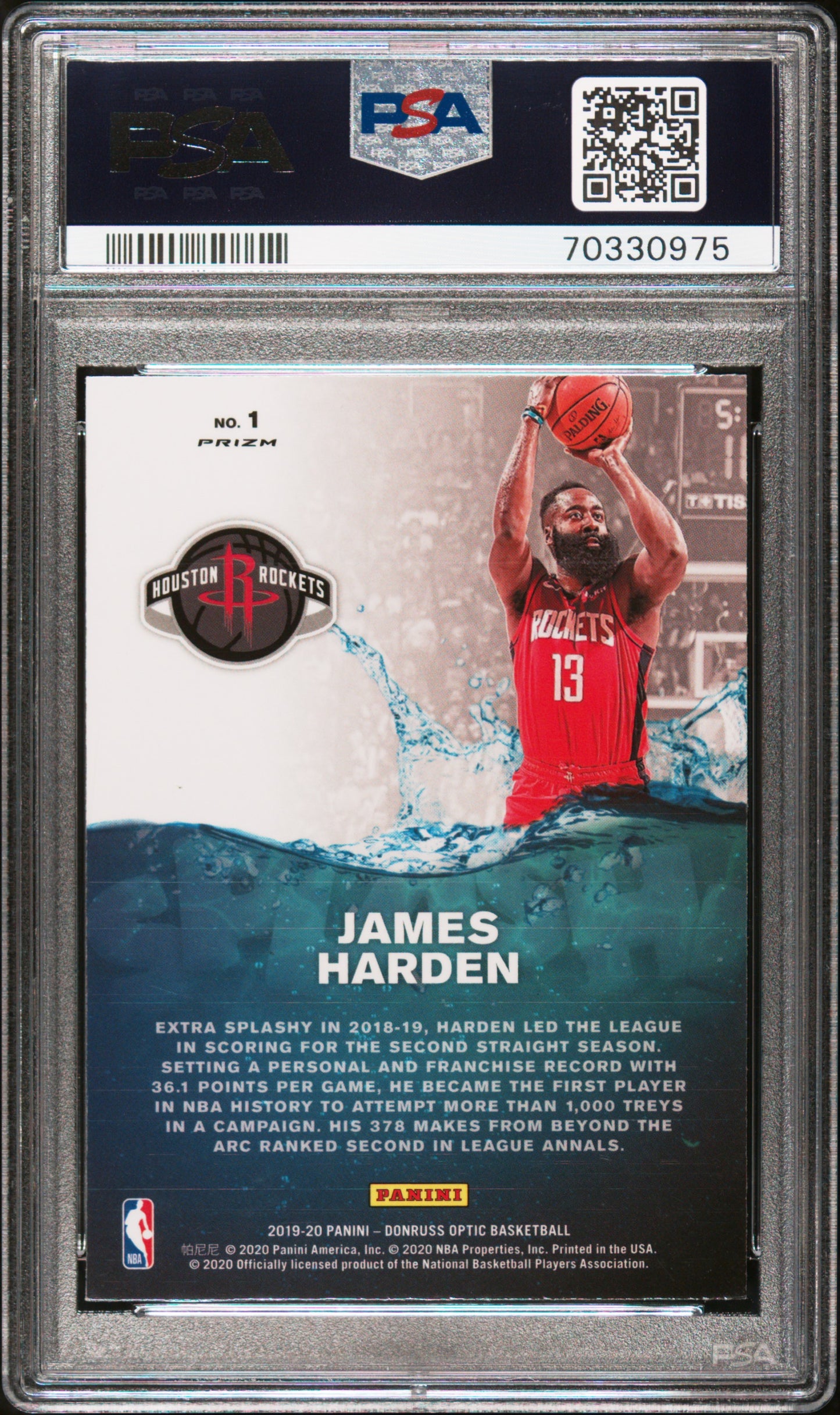 2020 Panini Donruss Optic Splash! Red Wave Prizm James Harden #1 PSA 9 MT