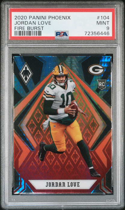 2020 Panini Phoenix Fire Burst Jordan Love #104 Green Bay Packers PSA 9 Gem Mint