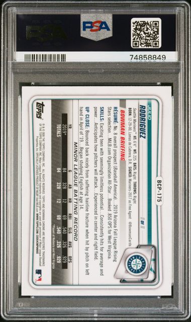 2020 Bowman Chrome Mega Box #BCP175 Julio Rodriguez PSA 10