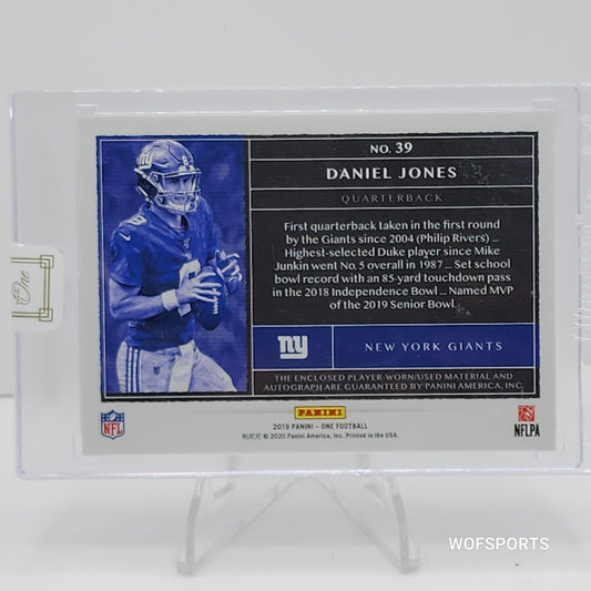 2019 Panini One 112/125 Daniel Jones #39 RPA Rookie Dual Patch Auto RC