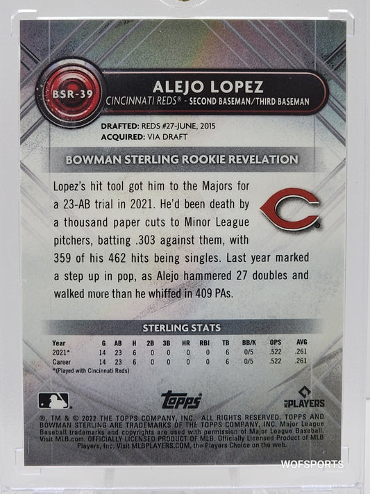 2022 Bowman Sterling Rookie Black Atomic 5/10 Alejo Lopez RC #BSR-39 Cincinnati Reds