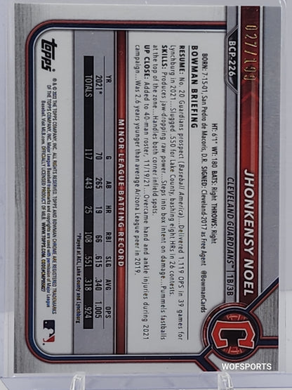 2022 Bowman Chrome Pink Shimmer Refractor /199 Jhonkensy Noel #BCP-226 Guardians