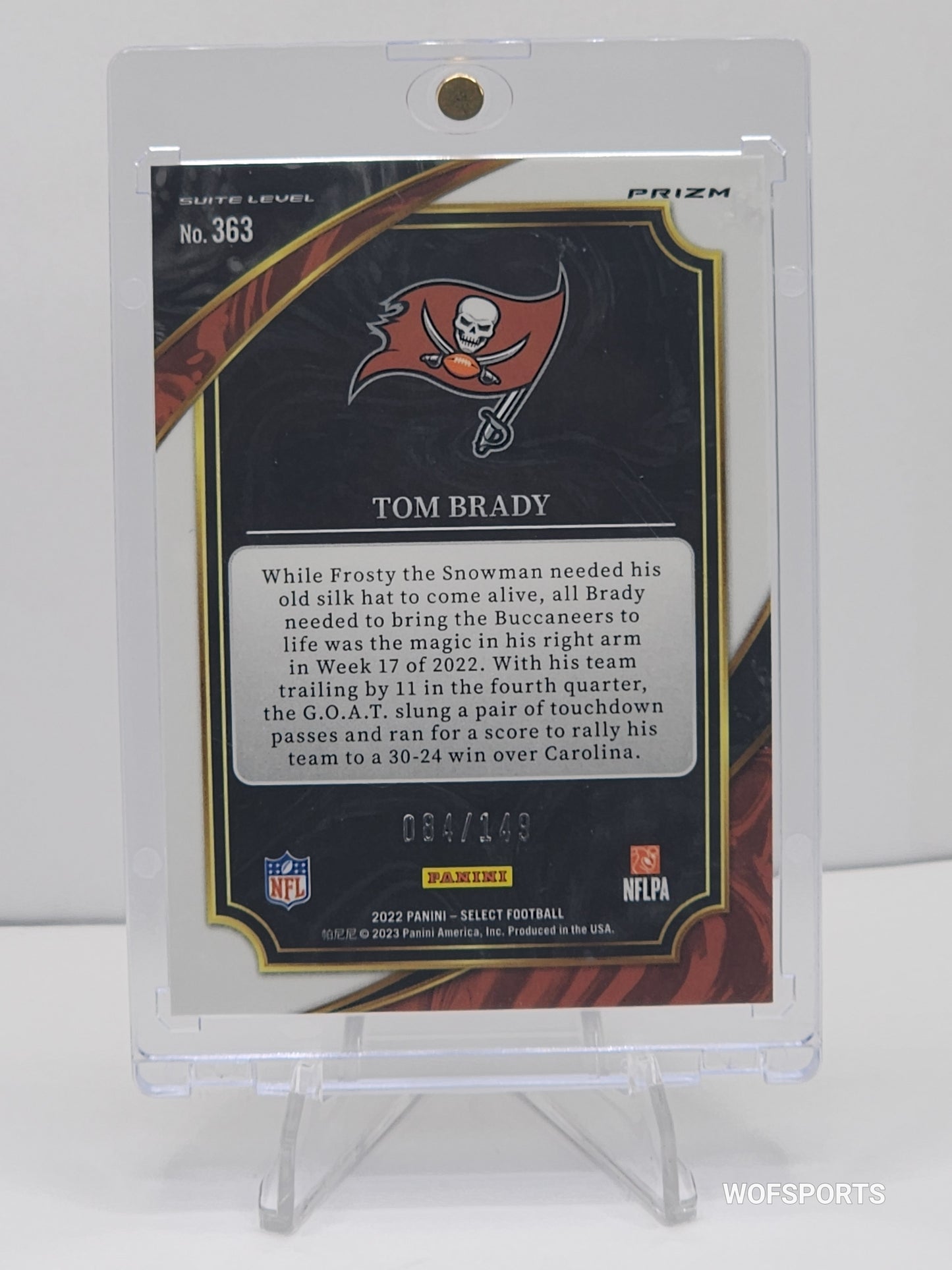 2022 Panini Select Suite Level Tri-Color Prizm /149 Tom Brady #363 Tampa Bay Buccaneers