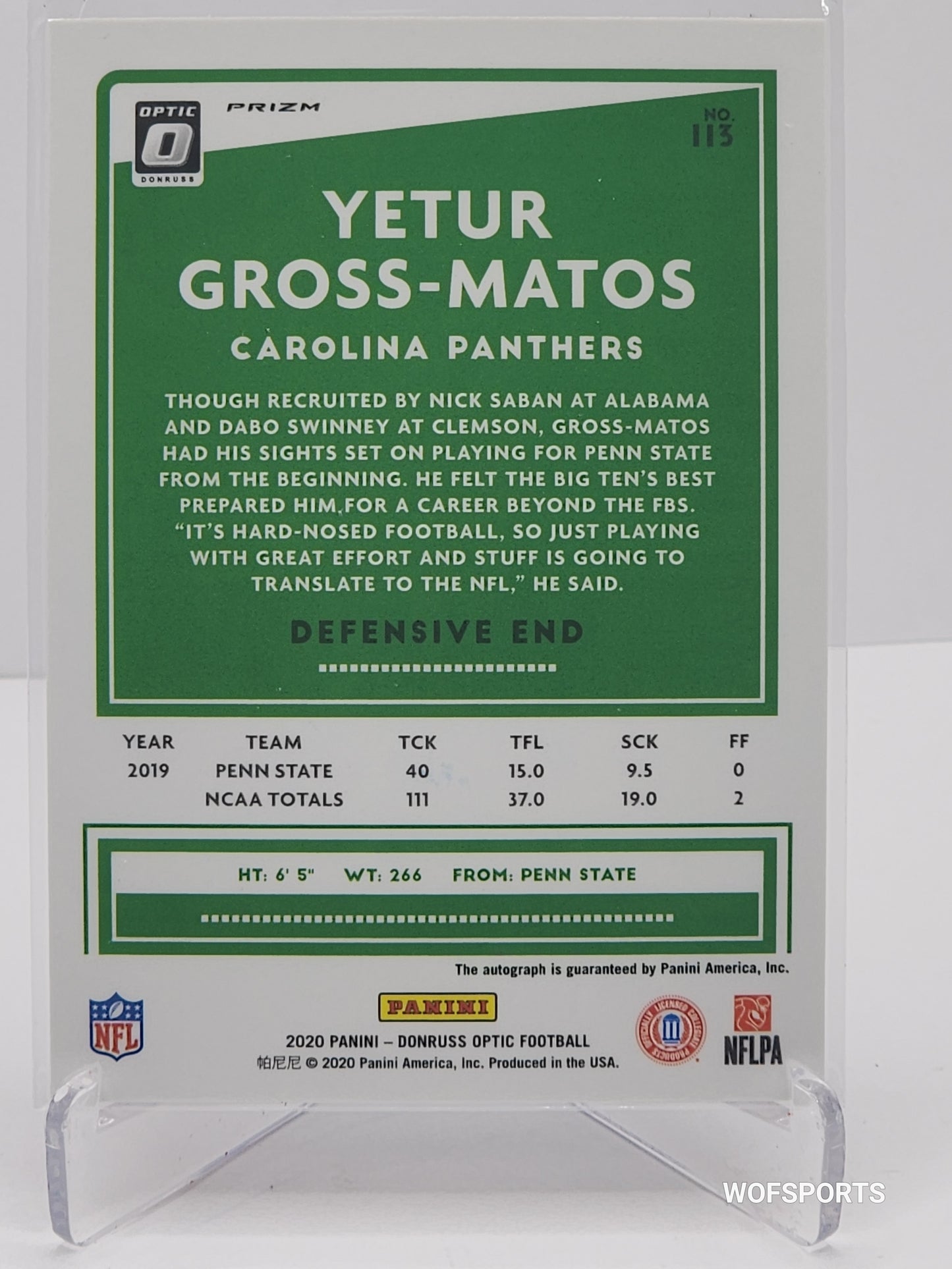2020 Panini Donruss Optic Rookie Red Prizm Yetur Gross-Matos Auto #115