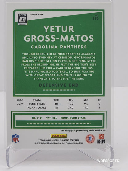 2020 Panini Donruss Optic Rookie Red Prizm Yetur Gross-Matos Auto #115