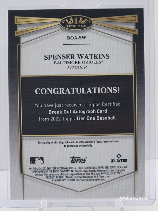 2022 Topps Certified Rookie Auto 104/299 Spenser Watkins #BOA-SW Baltimore Orioles