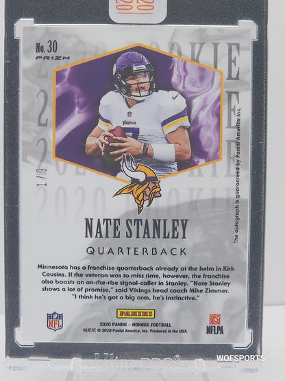 2020 Panini Honors 2004 Rookies Autograph Fotl Purple 1/9 Nate Stanley Auto Rookie #30