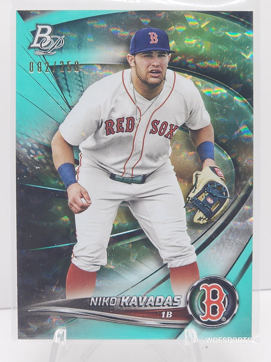 2022 Bowman Platinum Top Prospects Aqua Ice Foilboard 2/250 Niko Kavadas #TOP-48 Boston Red Sox