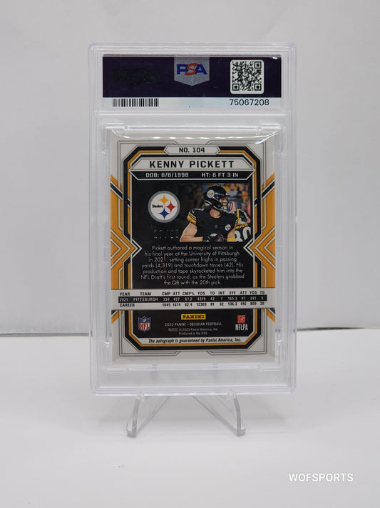 2022 Panini Obsidian Kenny Pickett #104 Auto Electric Etch Green Rookies #/50 RC Pittsburgh Steelers PSA 8/10 Auto