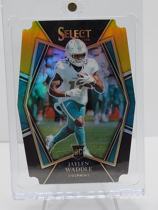 2020 Panini Select Jaylen Waddle Rookie Black/Yellow Die-Cut #148 Miami Dolphins
