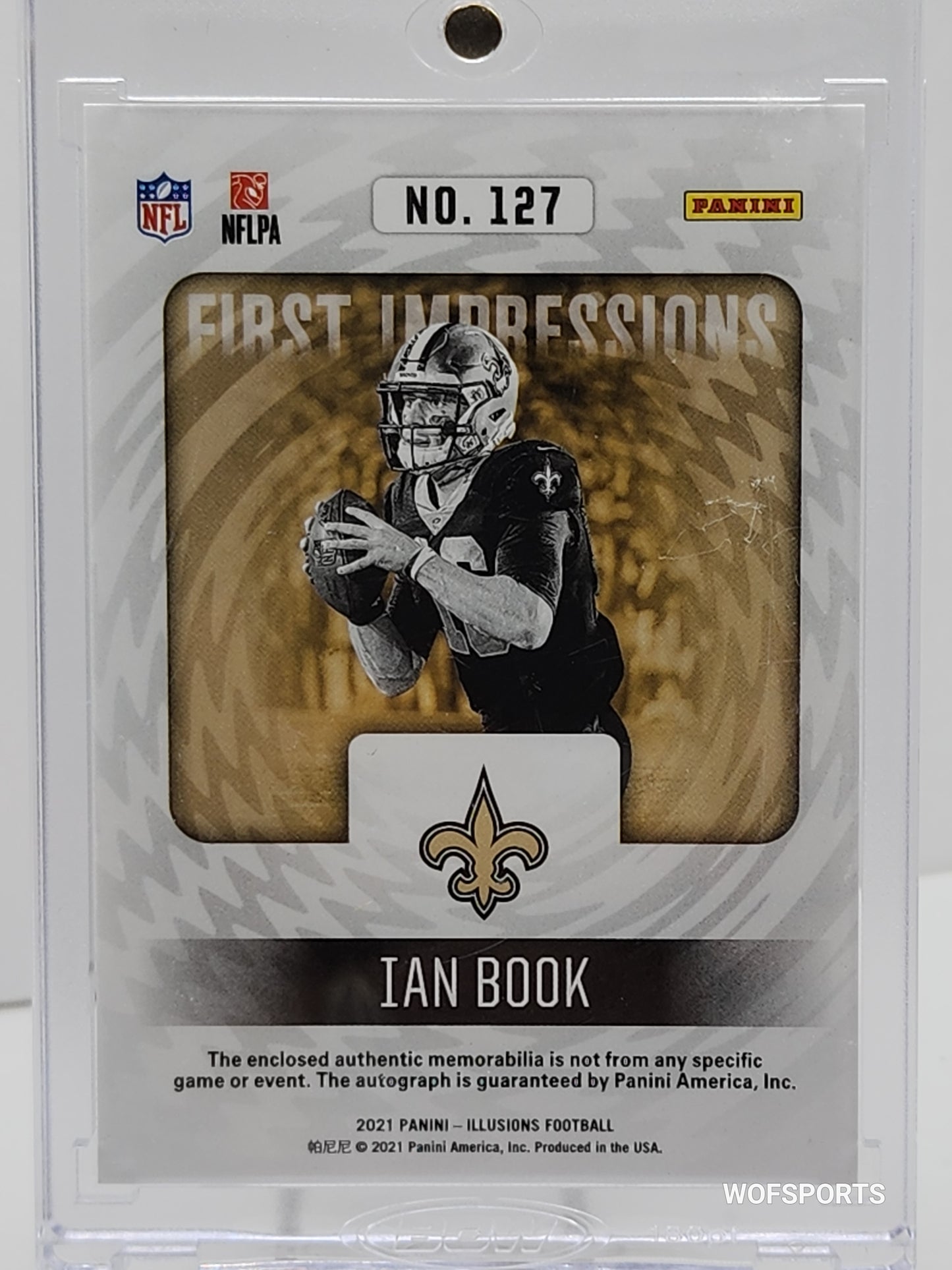 2021 Panini Illusions First Impressions Memorabilia /299 Ian Book Rookie Auto RC #127 Orleans