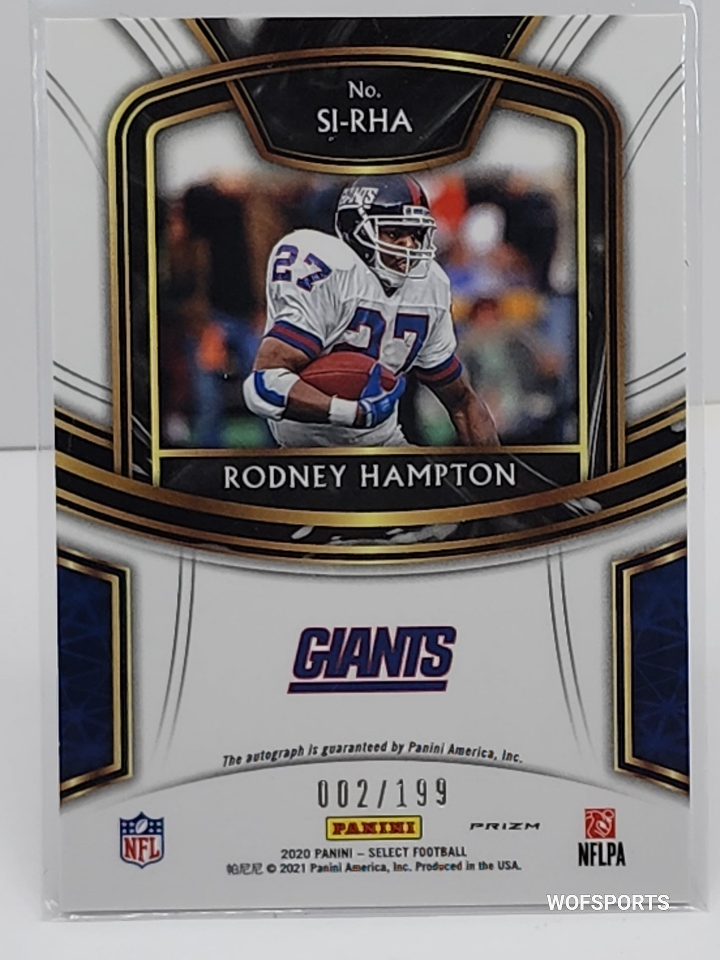 2020 Panini Select Signature Silver Prizm #SI-RHA Rodney Hampton Auto 2/199