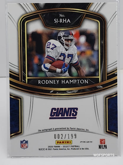 2020 Panini Select Signature Silver Prizm #SI-RHA Rodney Hampton Auto 2/199
