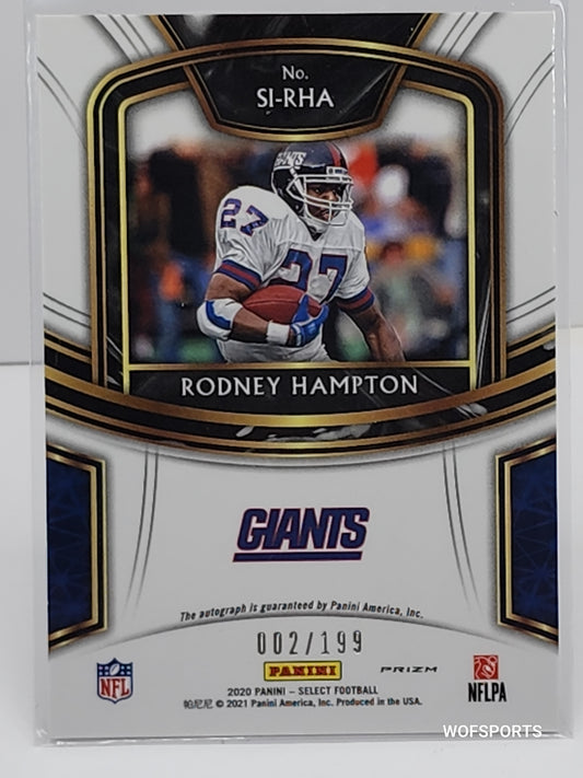 2020 Panini Select Signature Silver Prizm #SI-RHA Rodney Hampton Auto 2/199