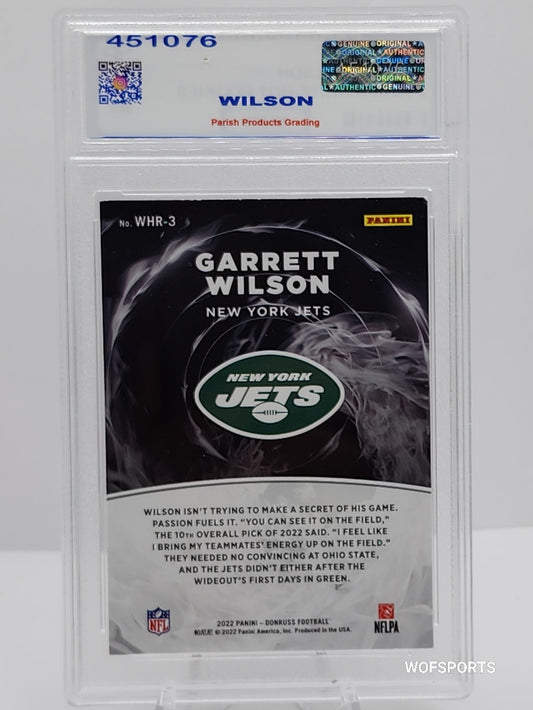 2022 Panini Donruss White Hot Rookies Garrett Wilson #WHR-3 New York Jets Parish 9 Mint