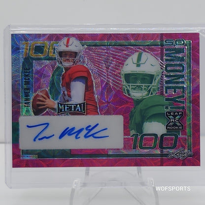 2023 Leaf Metal Tanner McKee So Money! Pink Prismatic Auto SM-TM1 2/3