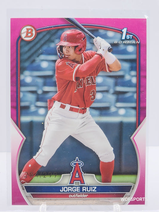 2023 Bowman 1st Prospects Pink Parallel 284/299 Jorge Ruiz #BP-123 Los Angeles Angels