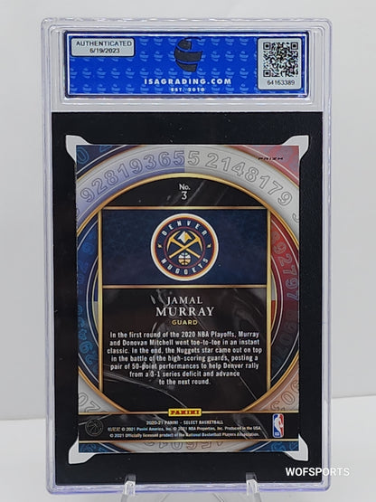 2020-21 Panini Select Numbers Blue Shimmer Prizm #3 Jamal Murray - Nuggets ISA 9 Mint