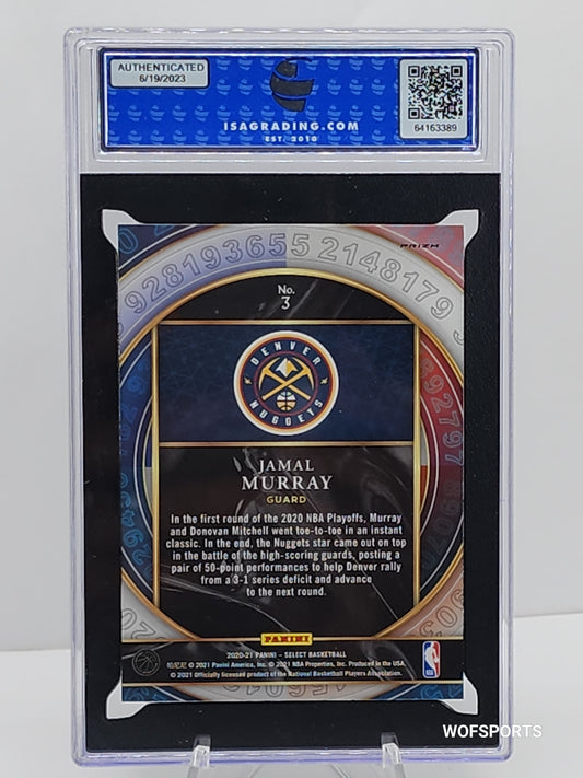 2020-21 Panini Select Numbers Blue Shimmer Prizm #3 Jamal Murray - Nuggets ISA 9 Mint