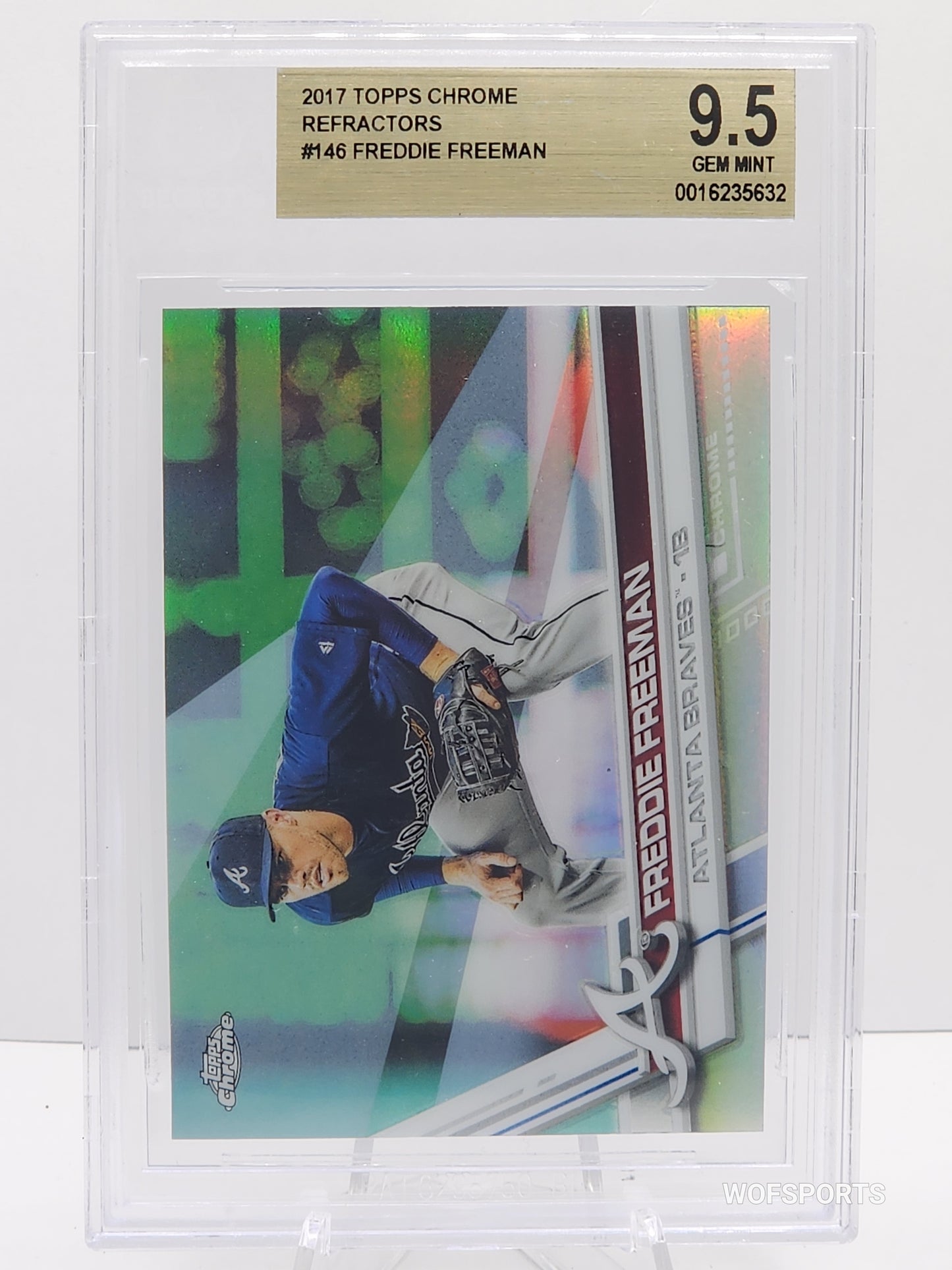 2017 Topps Chrome Refractor Freddie Freeman  #148 Atlanta Braves Beckett 9.5 Gem Mint