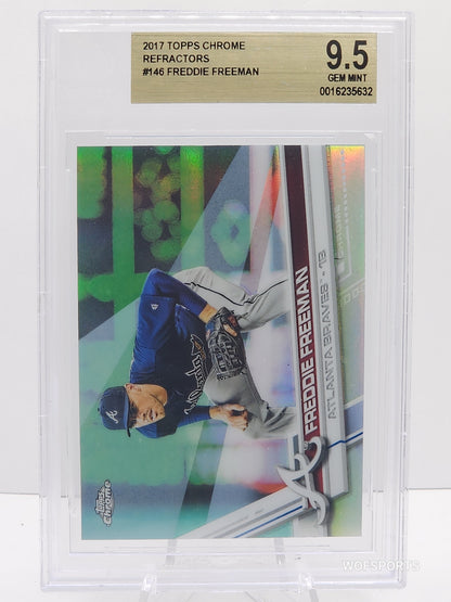 2017 Topps Chrome Refractor Freddie Freeman  #148 Atlanta Braves Beckett 9.5 Gem Mint