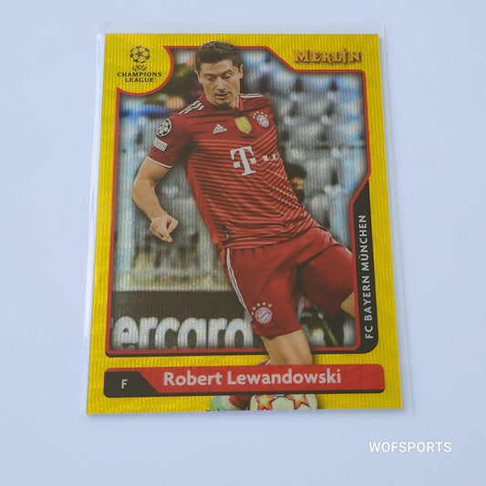 2022 Topps Merlin Champions League Yellow Wave Refractor  11/250 Robert Lewandowski
