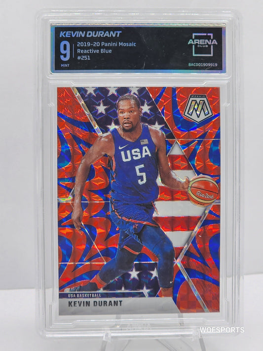2019-20 Panini Mosaic Reactive Blue Kevin Durant #251 Arena Club 9 MT
