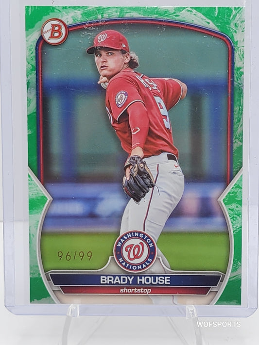 2023 Bowman Prospects Green /99 Brady House #BP-68 Washington Nationals