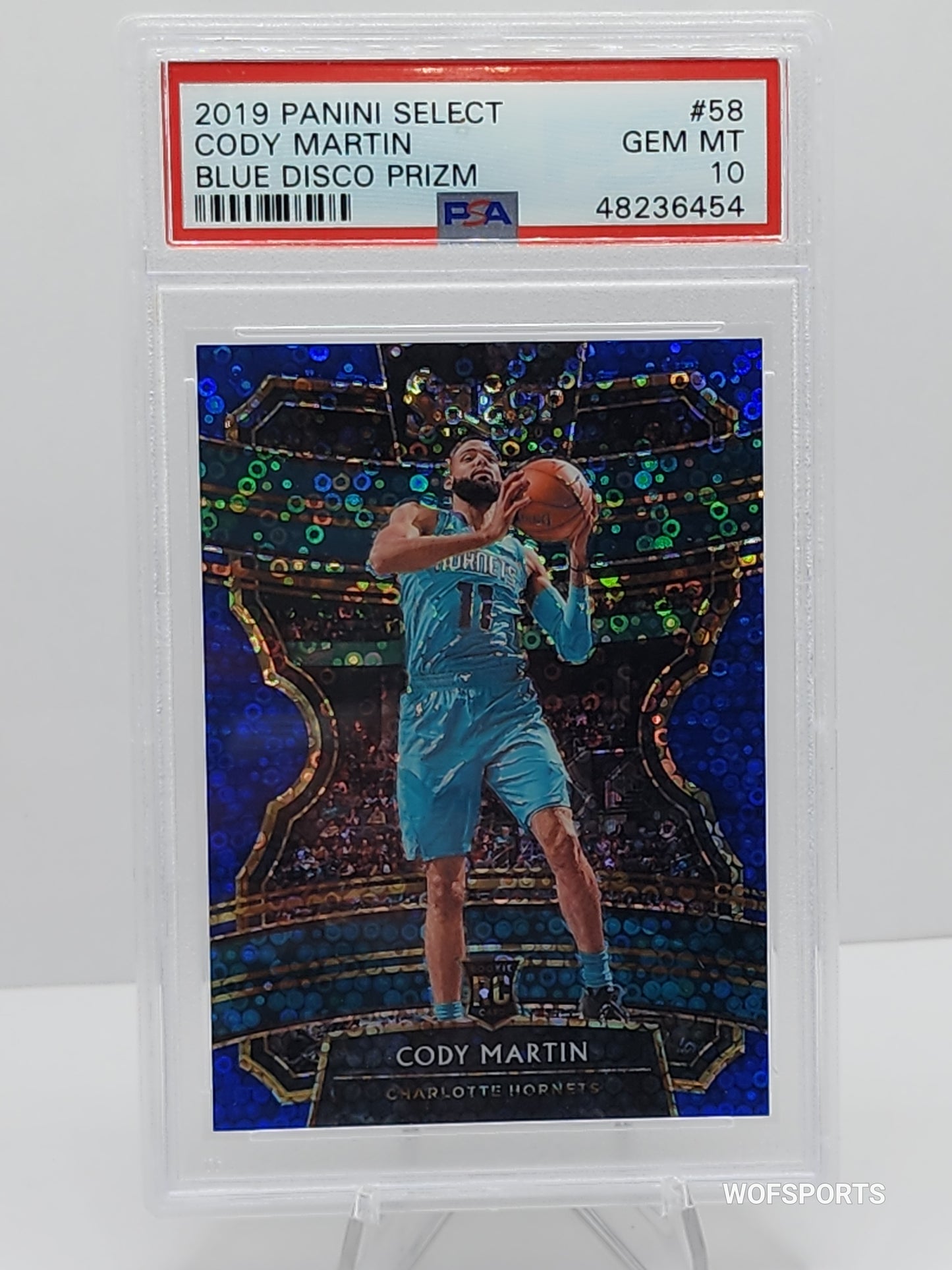 2019 Panini Select Blue Disco Prizm RC #58 Cody Martin #/25 Charlotte Hornets PSA 10 GEM Mint